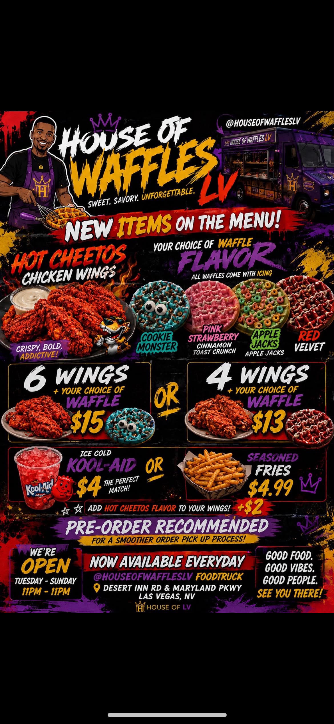 House Of Waffles LV signature waffle flavors